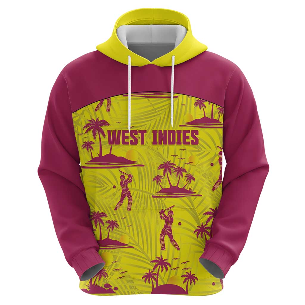 West Indies Cricket Custom Zip Hoodie Windies Palm Tree Tropical Style - Wonder Print Shop