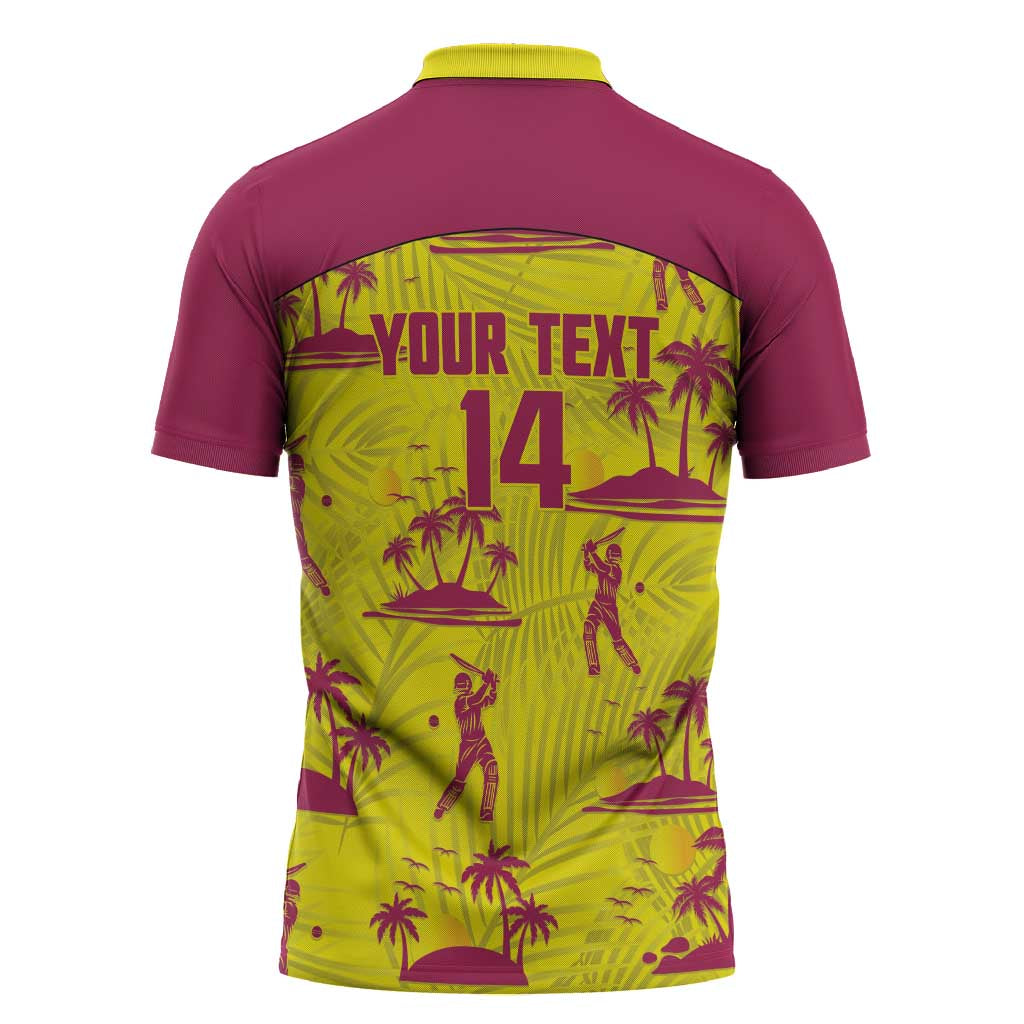 West Indies Cricket Custom Zipper Polo Shirt Windies Palm Tree Tropical Style - Wonder Print Shop