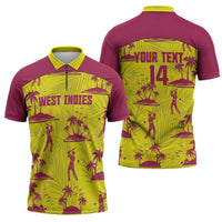 West Indies Cricket Custom Zipper Polo Shirt Windies Palm Tree Tropical Style - Wonder Print Shop
