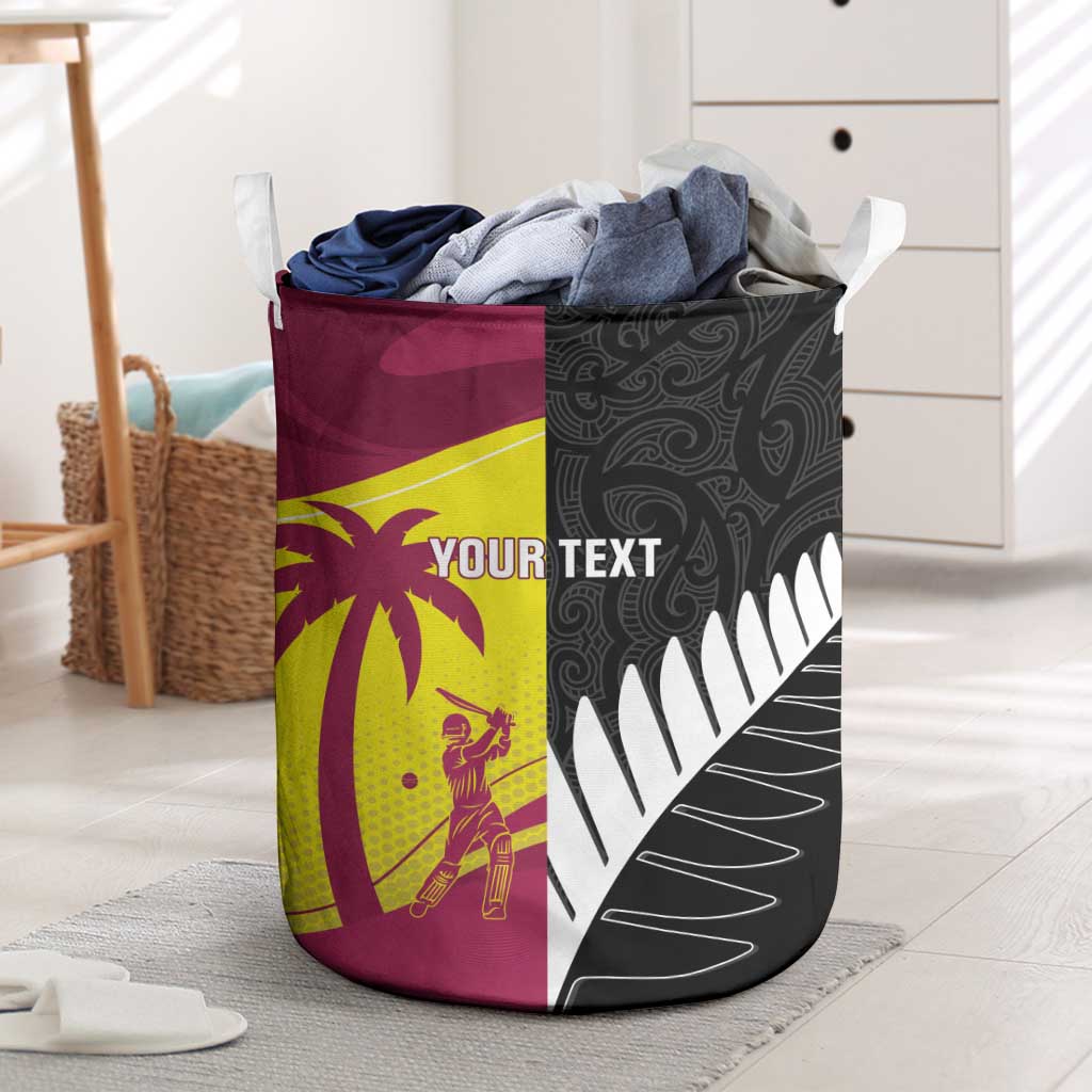 New Zealand and West Indies Cricket Custom Laundry Basket Black Cap Windies Together - Wonder Print Shop