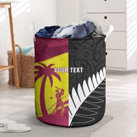 New Zealand and West Indies Cricket Custom Laundry Basket Black Cap Windies Together - Wonder Print Shop