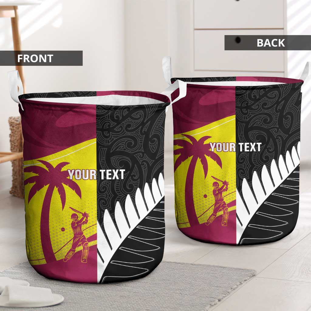 New Zealand and West Indies Cricket Custom Laundry Basket Black Cap Windies Together - Wonder Print Shop