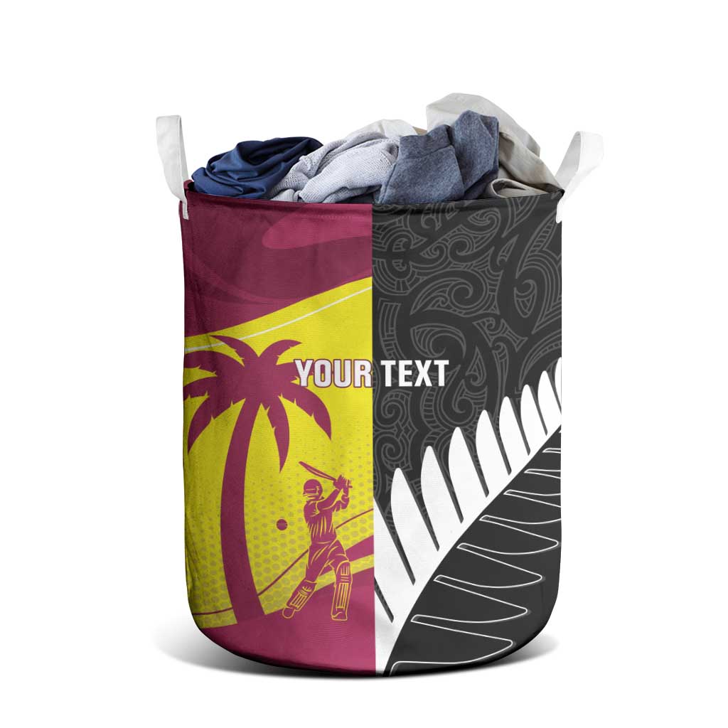 New Zealand and West Indies Cricket Custom Laundry Basket Black Cap Windies Together - Wonder Print Shop