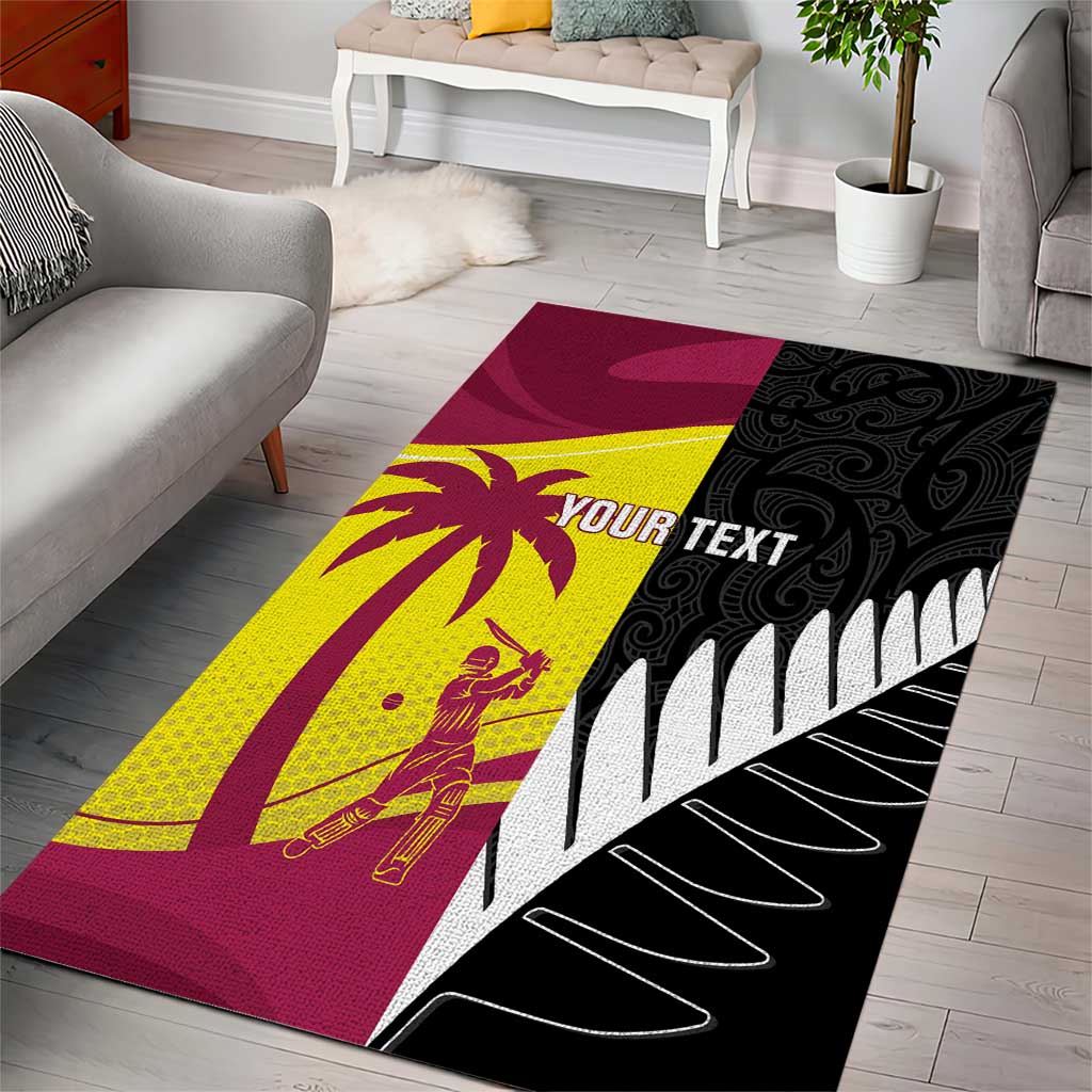 New Zealand and West Indies Cricket Custom Area Rug Black Cap Windies Together - Wonder Print Shop