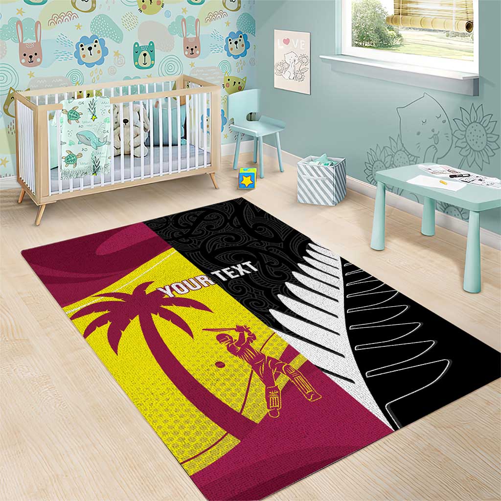 New Zealand and West Indies Cricket Custom Area Rug Black Cap Windies Together - Wonder Print Shop