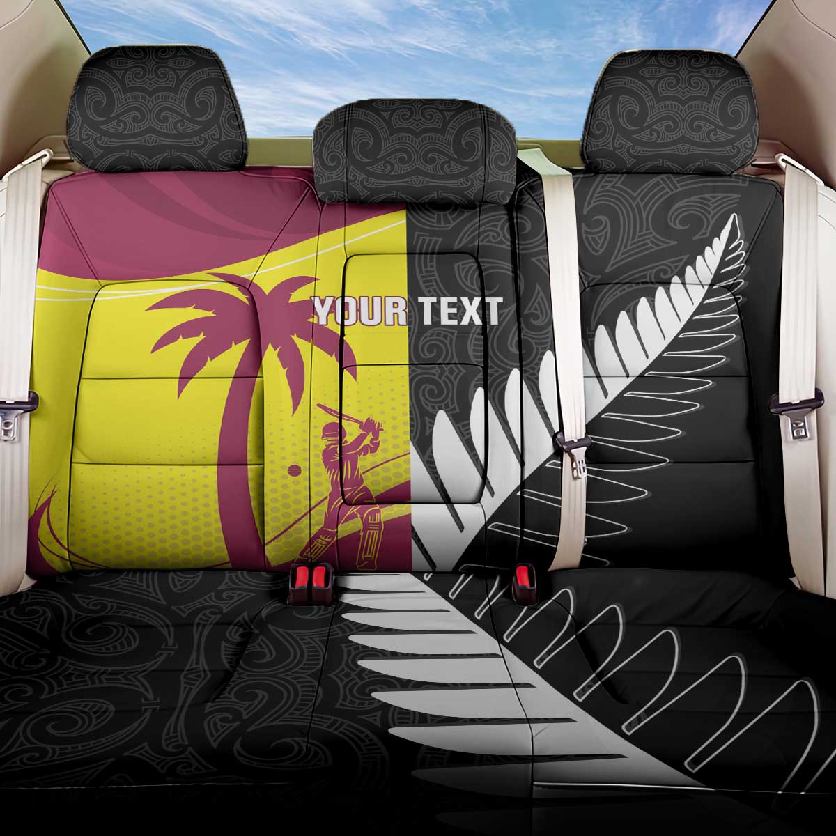 New Zealand and West Indies Cricket Custom Back Car Seat Cover Black Cap Windies Together - Wonder Print Shop