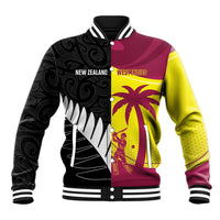 New Zealand and West Indies Cricket Custom Baseball Jacket Black Cap Windies Together - Wonder Print Shop