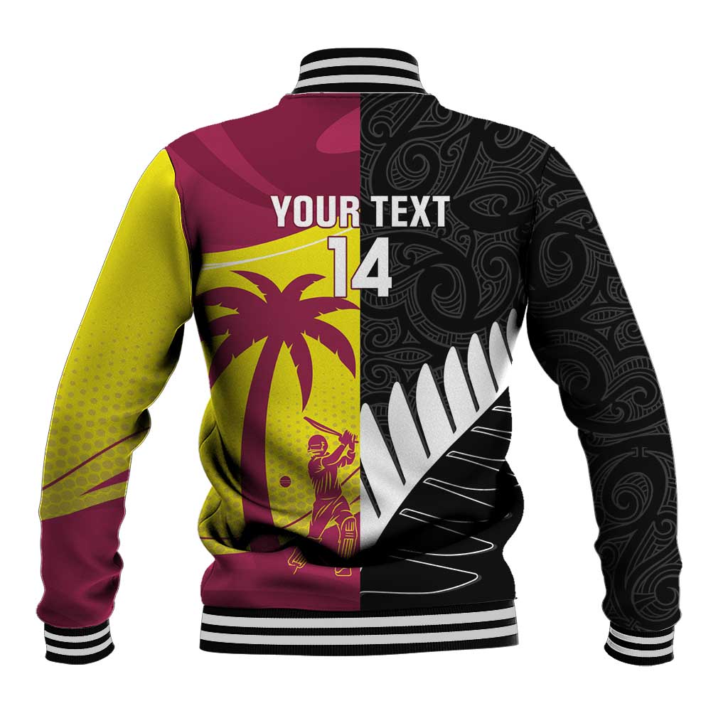 New Zealand and West Indies Cricket Custom Baseball Jacket Black Cap Windies Together - Wonder Print Shop
