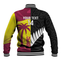 New Zealand and West Indies Cricket Custom Baseball Jacket Black Cap Windies Together - Wonder Print Shop