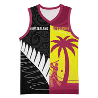 New Zealand and West Indies Cricket Custom Basketball Jersey Black Cap Windies Together - Wonder Print Shop