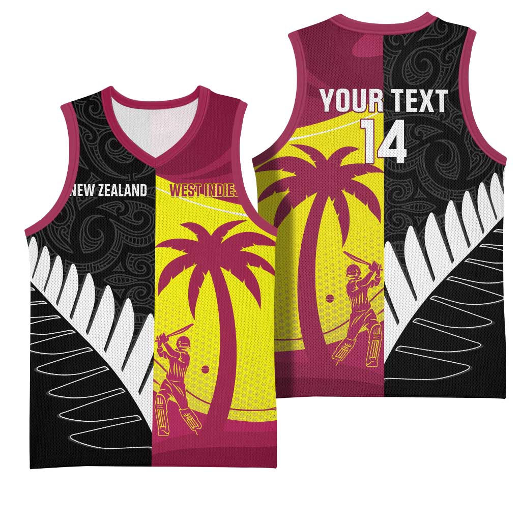 New Zealand and West Indies Cricket Custom Basketball Jersey Black Cap Windies Together - Wonder Print Shop