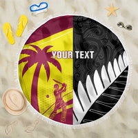 New Zealand and West Indies Cricket Custom Beach Blanket Black Cap Windies Together - Wonder Print Shop