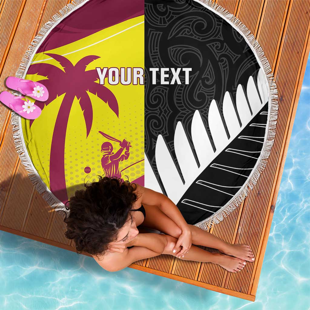 New Zealand and West Indies Cricket Custom Beach Blanket Black Cap Windies Together - Wonder Print Shop