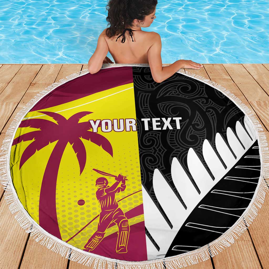 New Zealand and West Indies Cricket Custom Beach Blanket Black Cap Windies Together - Wonder Print Shop