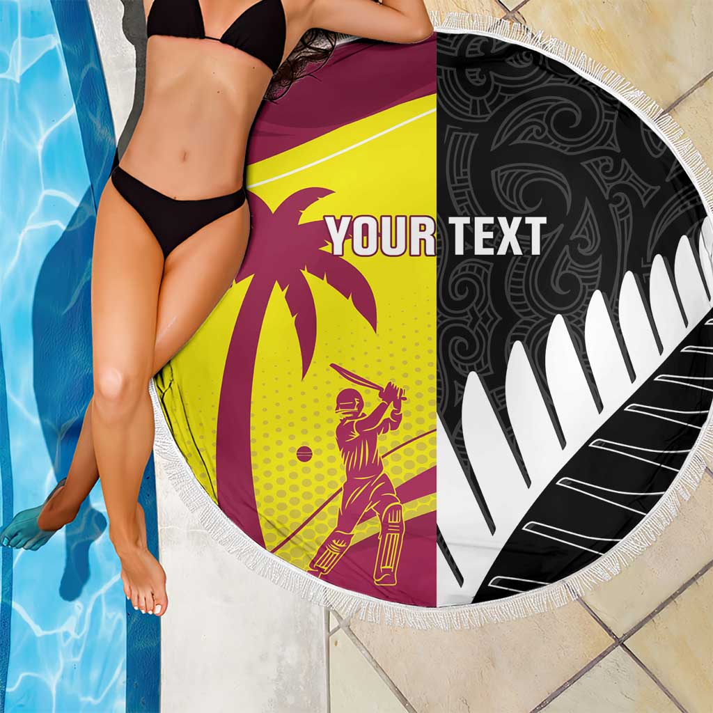 New Zealand and West Indies Cricket Custom Beach Blanket Black Cap Windies Together - Wonder Print Shop