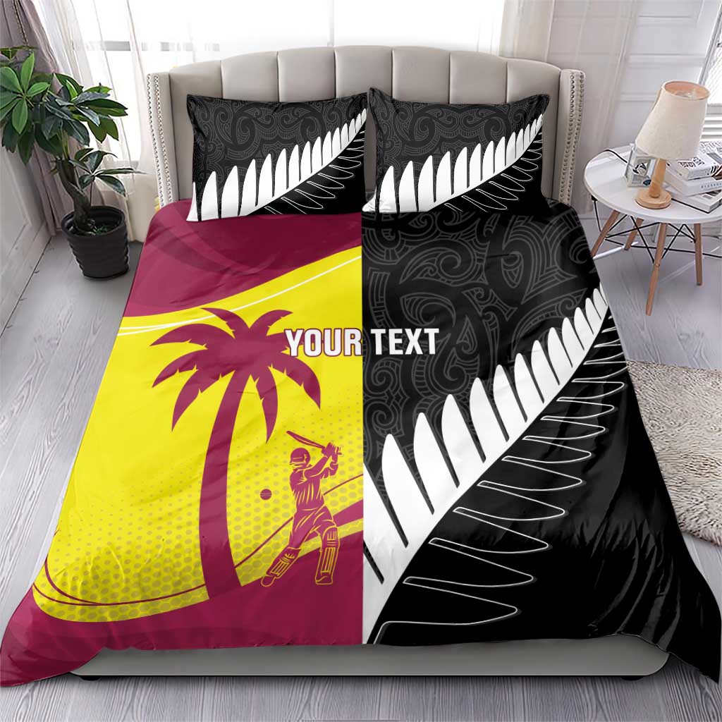 New Zealand and West Indies Cricket Custom Bedding Set Black Cap Windies Together - Wonder Print Shop