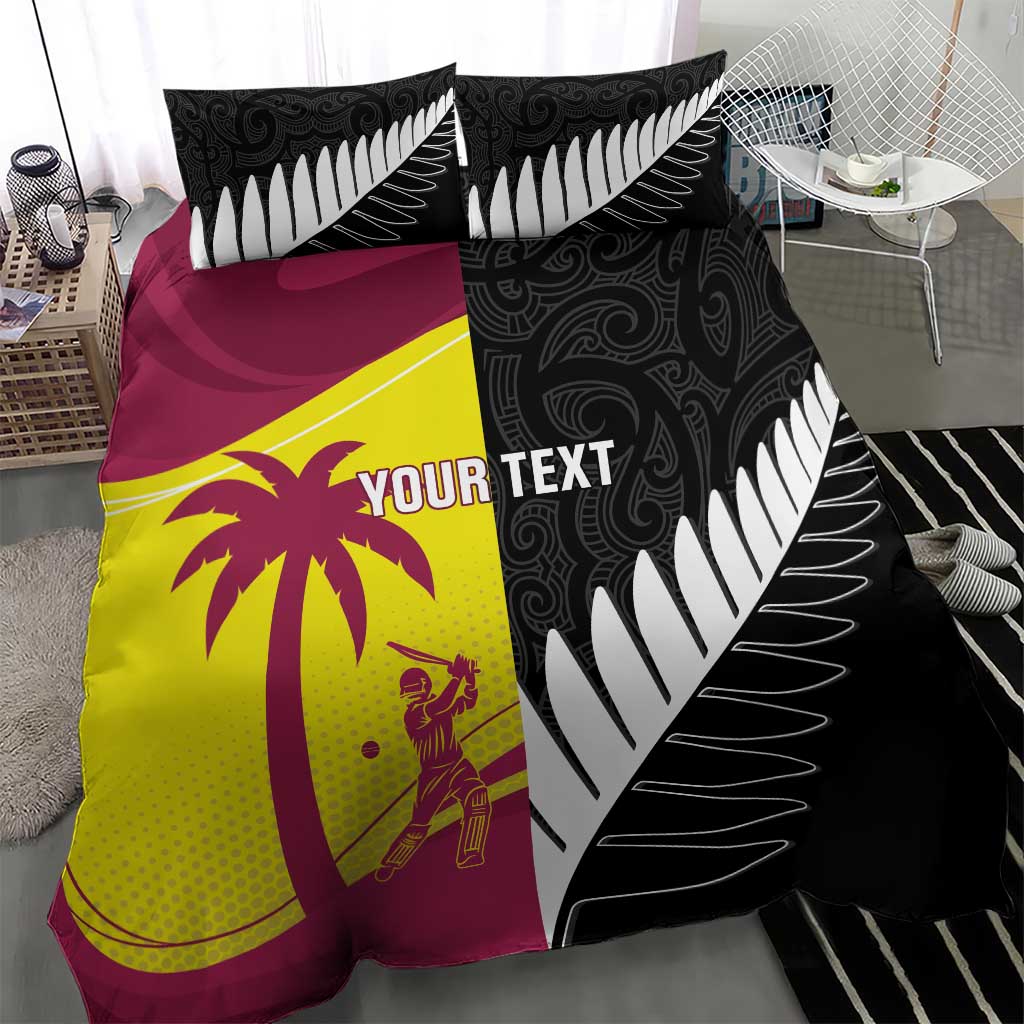 New Zealand and West Indies Cricket Custom Bedding Set Black Cap Windies Together - Wonder Print Shop