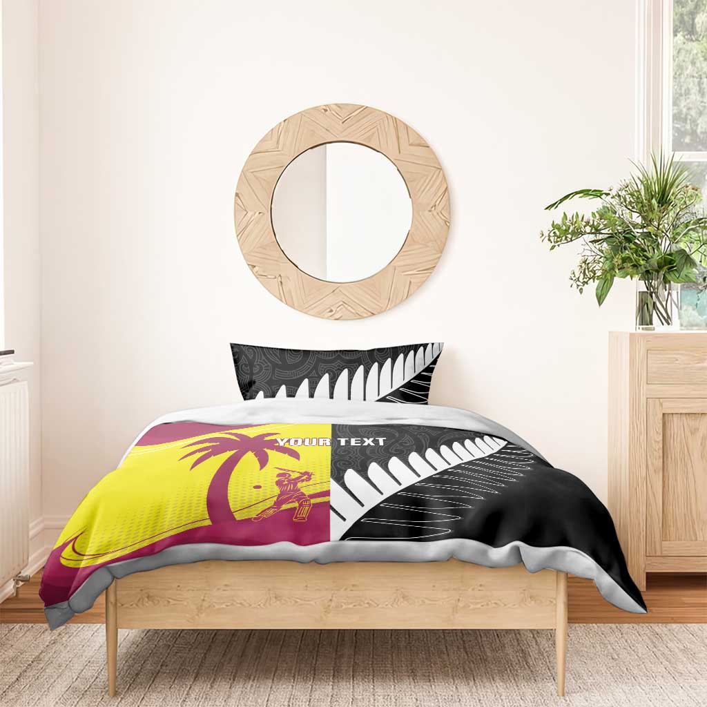 New Zealand and West Indies Cricket Custom Bedding Set Black Cap Windies Together - Wonder Print Shop