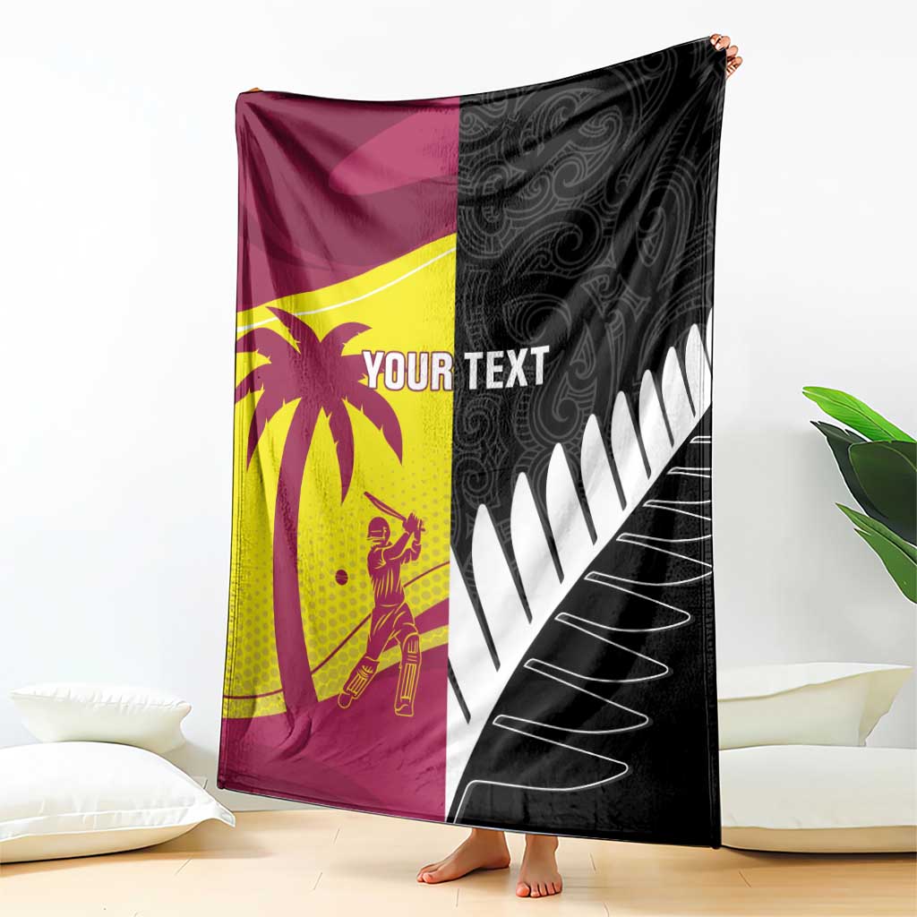 New Zealand and West Indies Cricket Custom Blanket Black Cap Windies Together - Wonder Print Shop