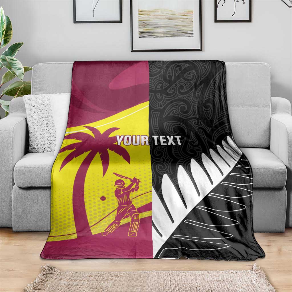 New Zealand and West Indies Cricket Custom Blanket Black Cap Windies Together - Wonder Print Shop