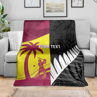 New Zealand and West Indies Cricket Custom Blanket Black Cap Windies Together - Wonder Print Shop