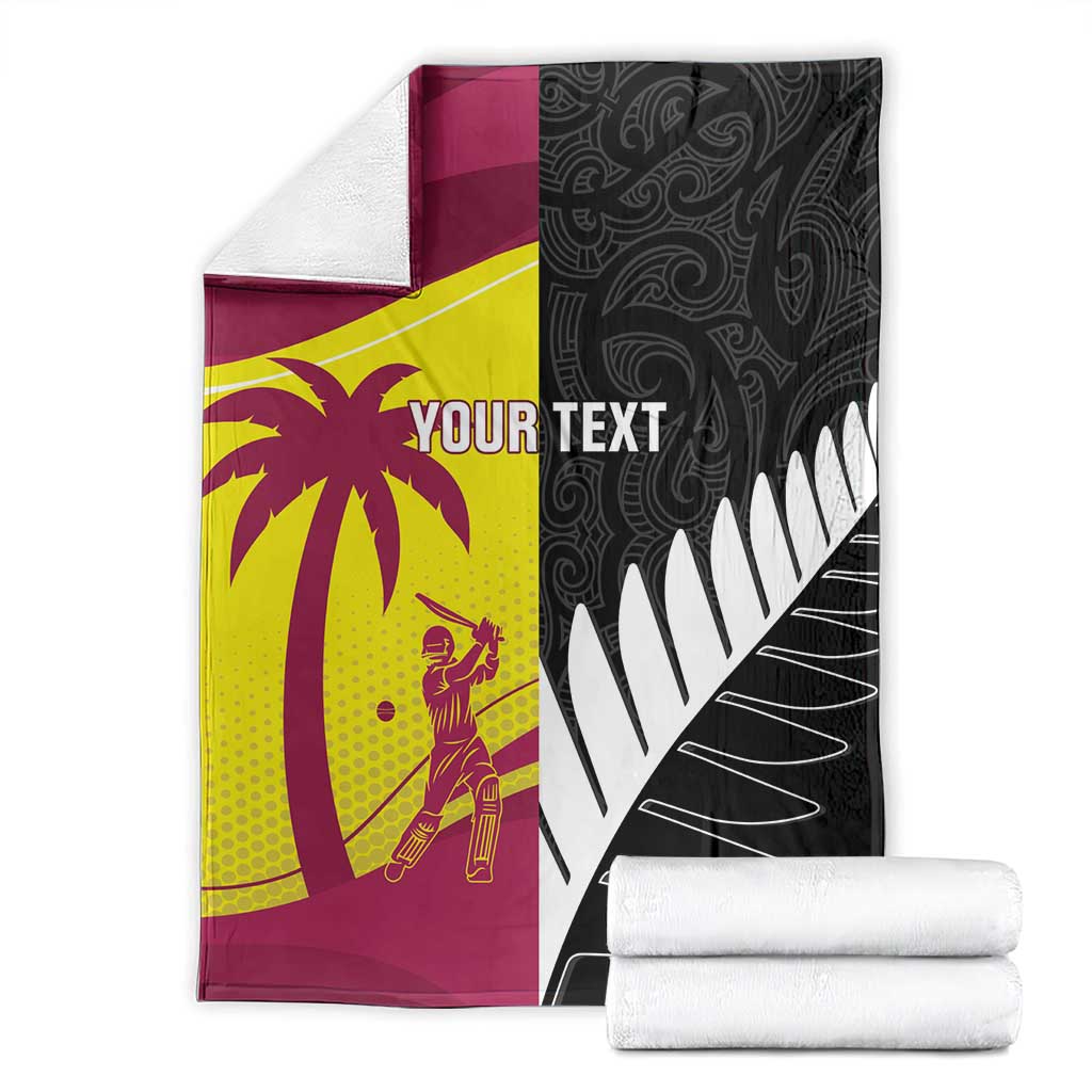 New Zealand and West Indies Cricket Custom Blanket Black Cap Windies Together - Wonder Print Shop