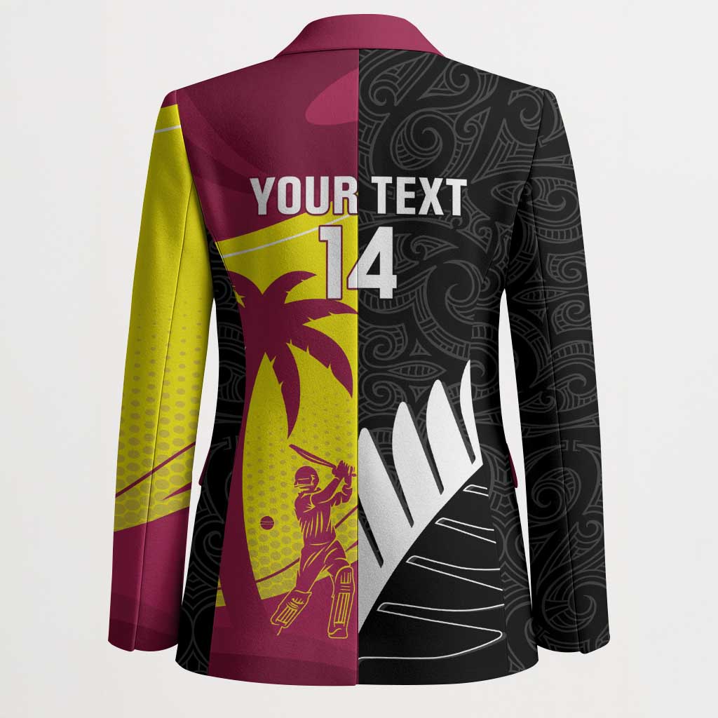 New Zealand and West Indies Cricket Custom Blazer Black Cap Windies Together - Wonder Print Shop