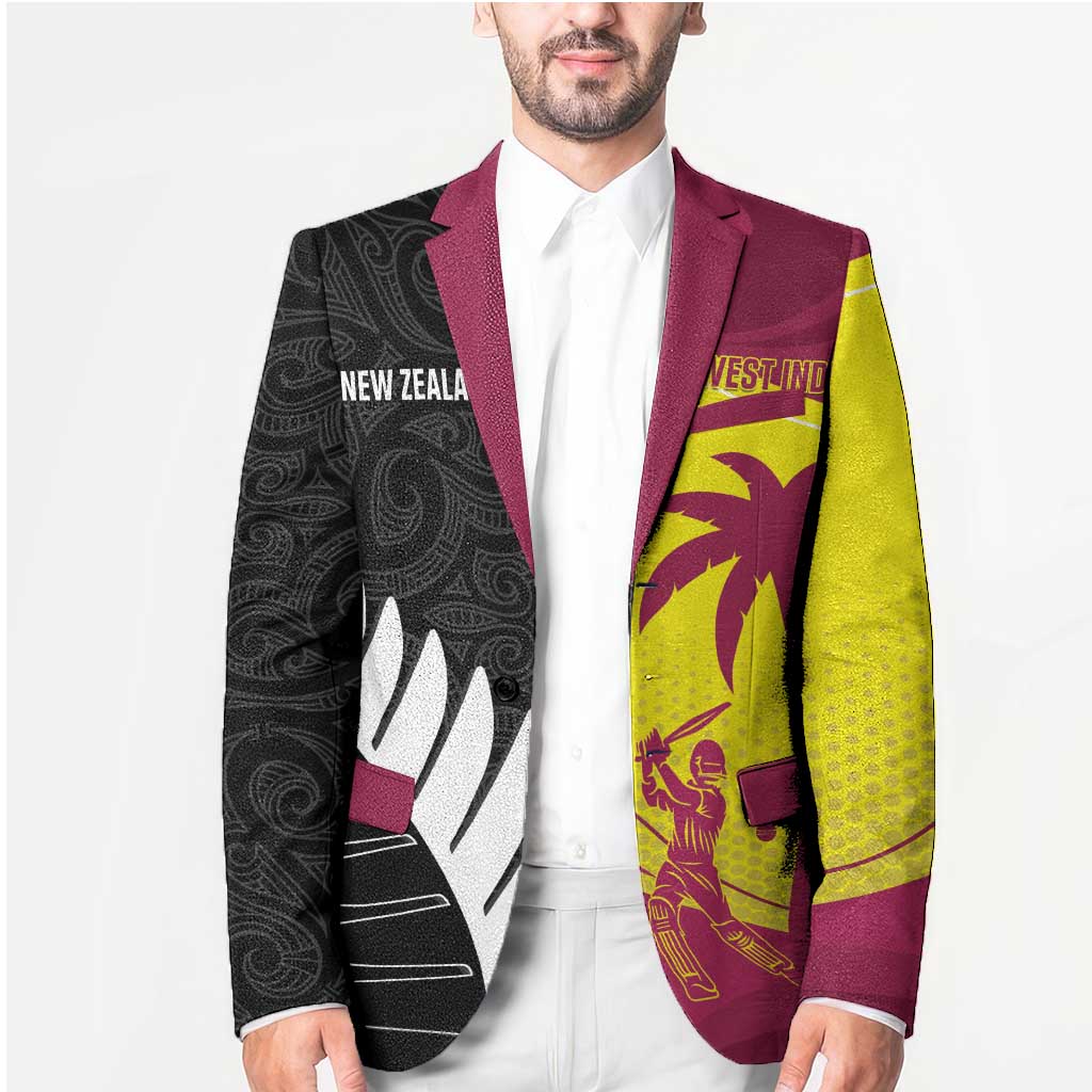 New Zealand and West Indies Cricket Custom Blazer Black Cap Windies Together - Wonder Print Shop