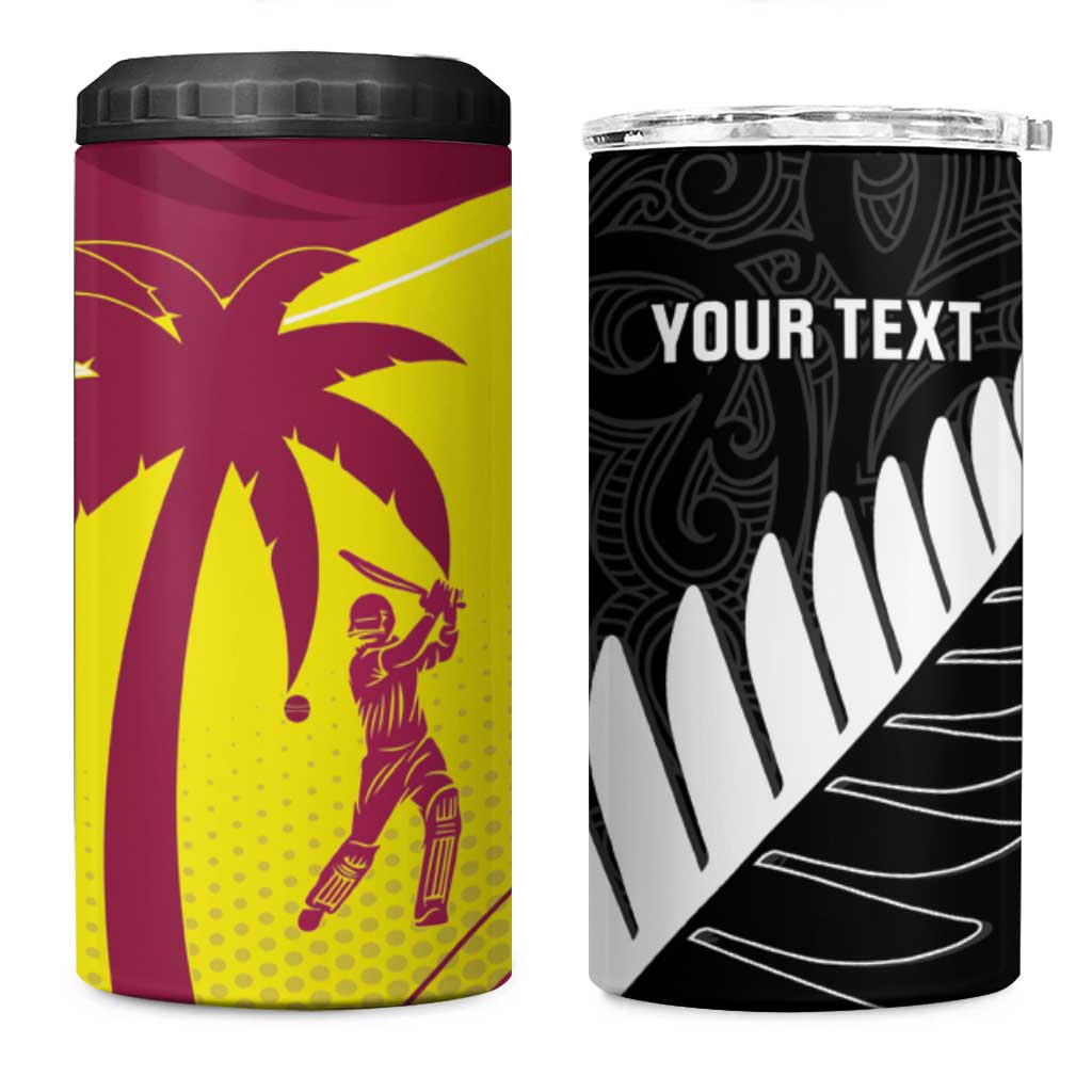 New Zealand and West Indies Cricket Custom 4 in 1 Can Cooler Tumbler Black Cap Windies Together - Wonder Print Shop