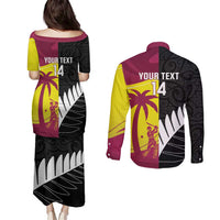 New Zealand and West Indies Cricket Custom Couples Matching Puletasi and Long Sleeve Button Shirt Black Cap Windies Together - Wonder Print Shop