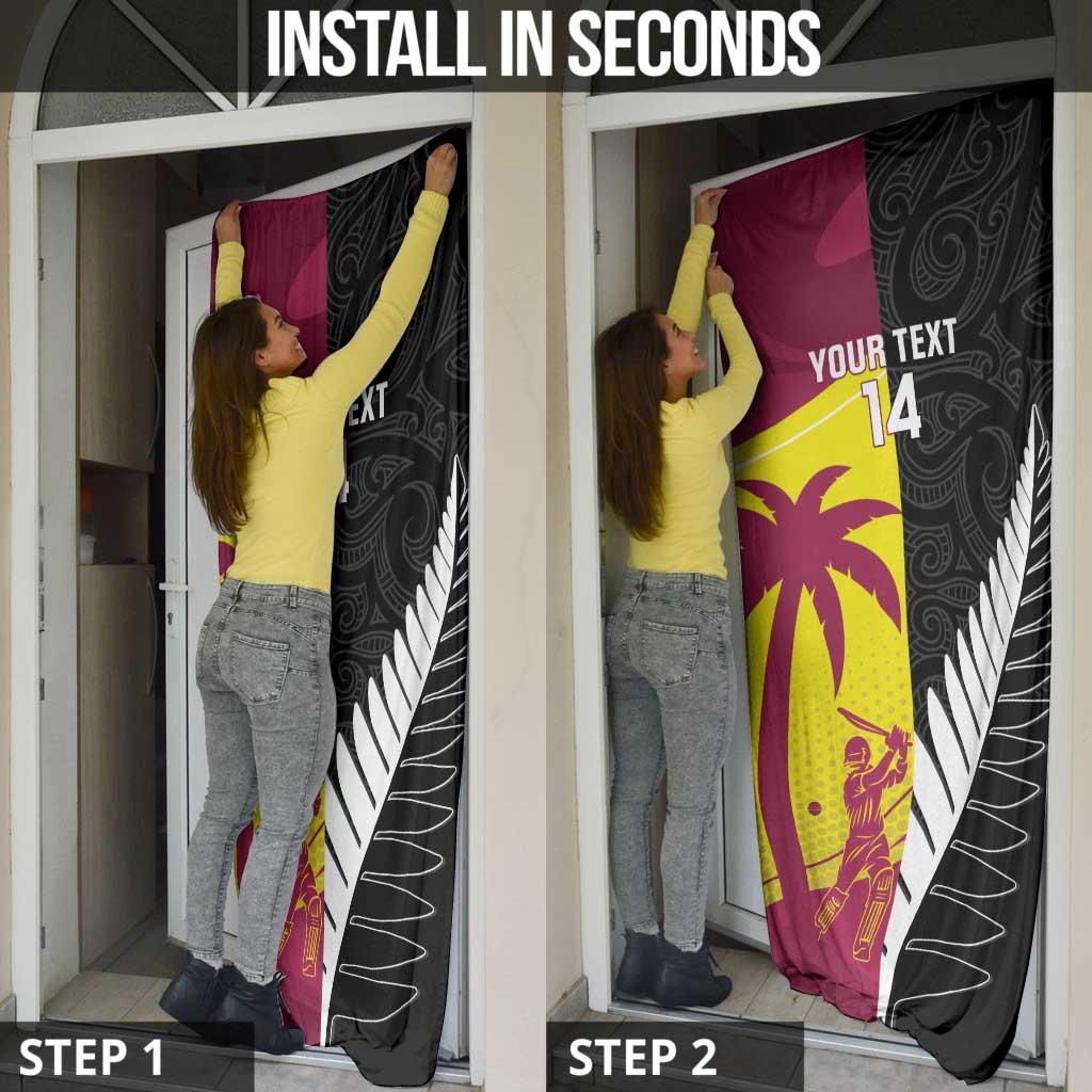 New Zealand and West Indies Cricket Custom Door Cover Black Cap Windies Together - Wonder Print Shop