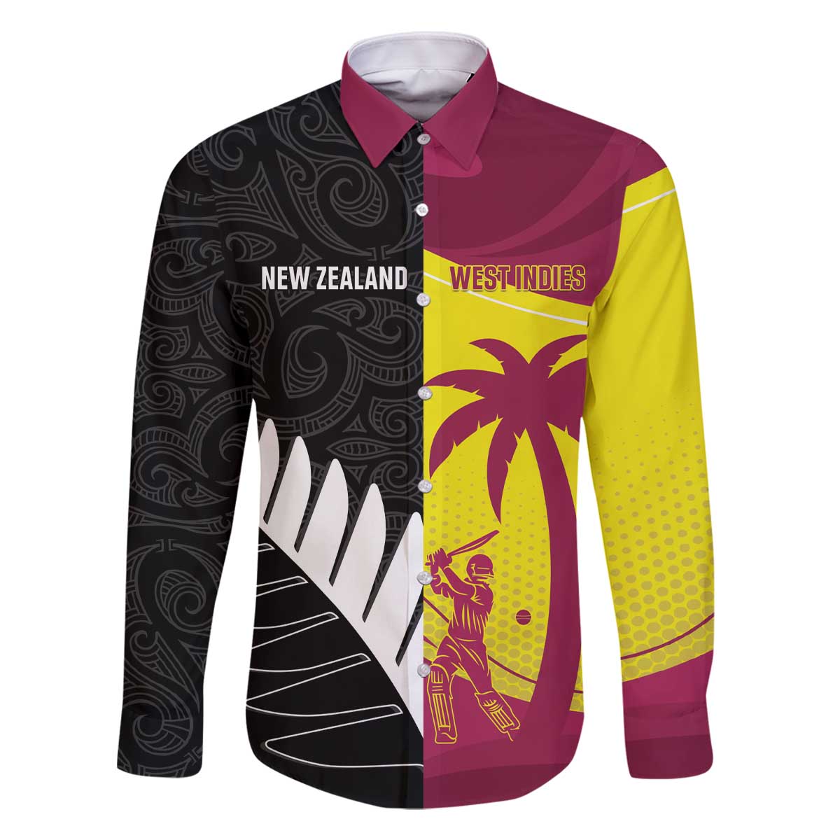 New Zealand and West Indies Cricket Custom Family Matching Off The Shoulder Long Sleeve Dress and Hawaiian Shirt Black Cap Windies Together - Wonder Print Shop