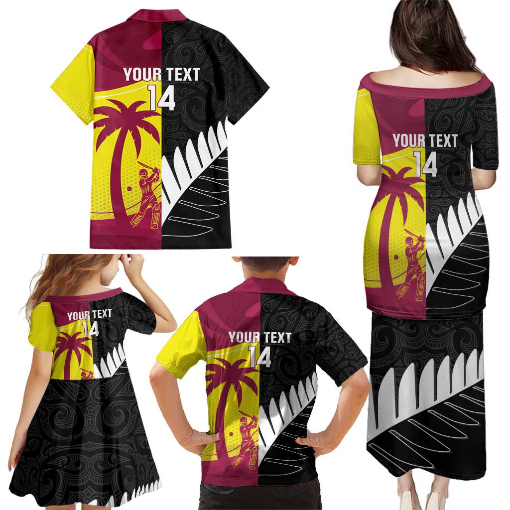 New Zealand and West Indies Cricket Custom Family Matching Puletasi and Hawaiian Shirt Black Cap Windies Together - Wonder Print Shop