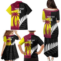 New Zealand and West Indies Cricket Custom Family Matching Puletasi and Hawaiian Shirt Black Cap Windies Together - Wonder Print Shop