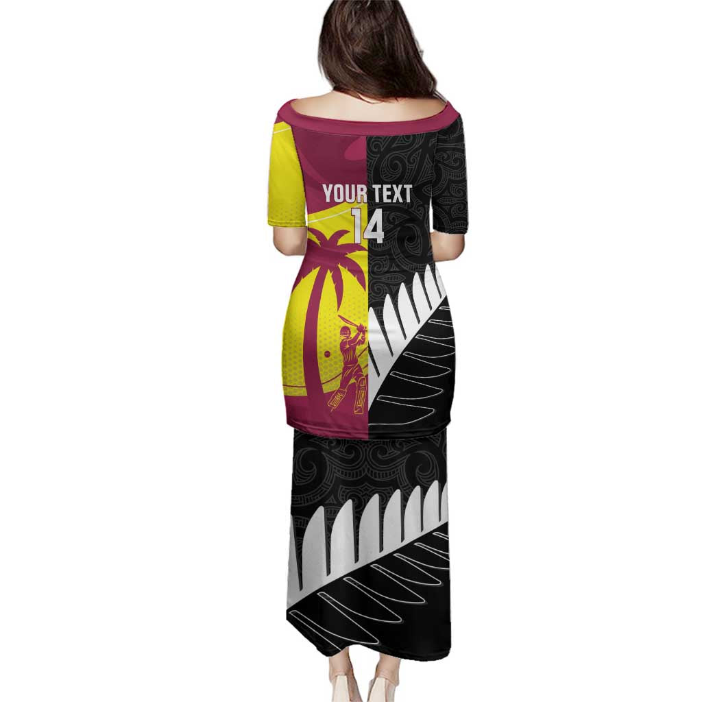 New Zealand and West Indies Cricket Custom Family Matching Puletasi and Hawaiian Shirt Black Cap Windies Together - Wonder Print Shop