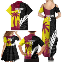 New Zealand and West Indies Cricket Custom Family Matching Summer Maxi Dress and Hawaiian Shirt Black Cap Windies Together - Wonder Print Shop
