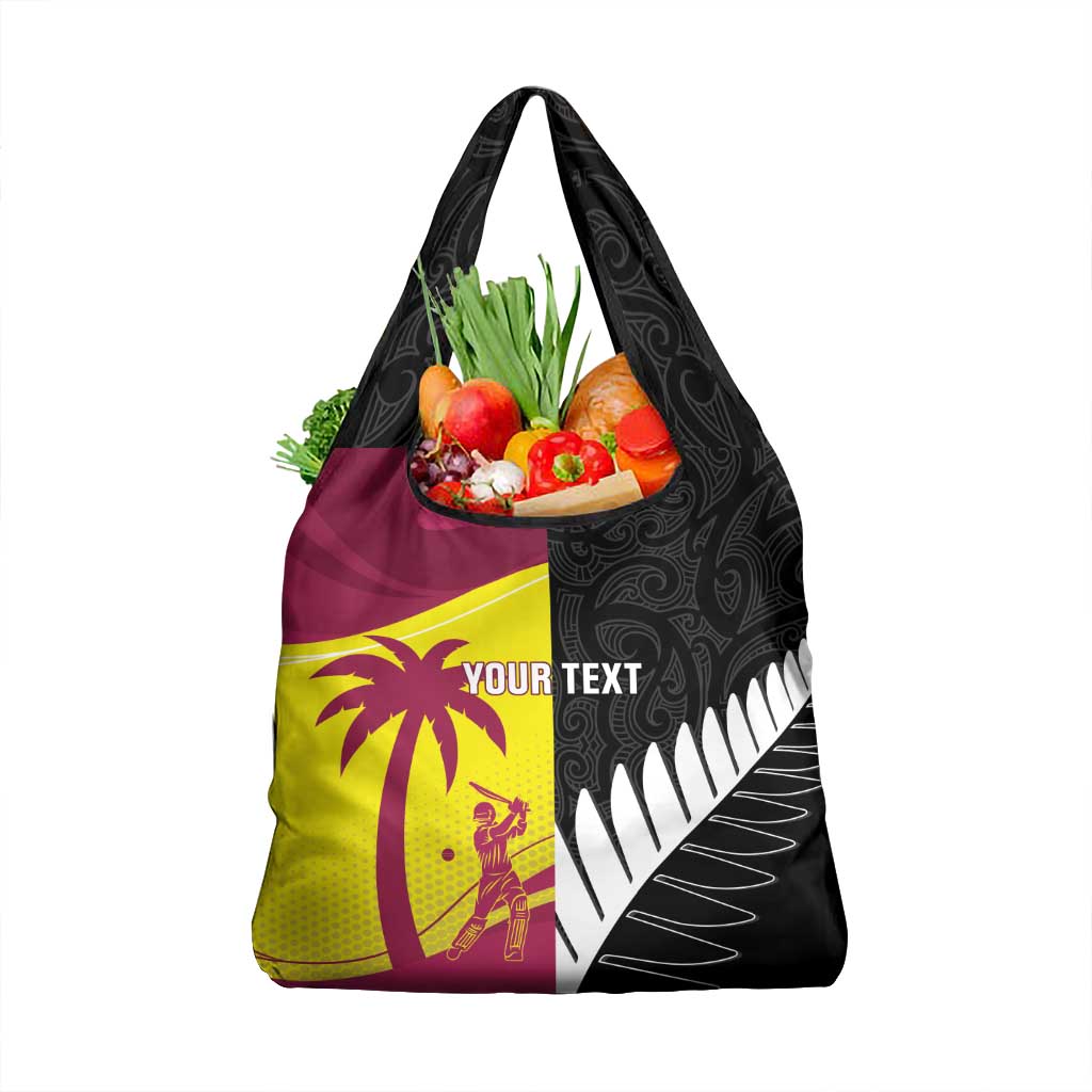 New Zealand and West Indies Cricket Custom Grocery Bag Black Cap Windies Together - Wonder Print Shop