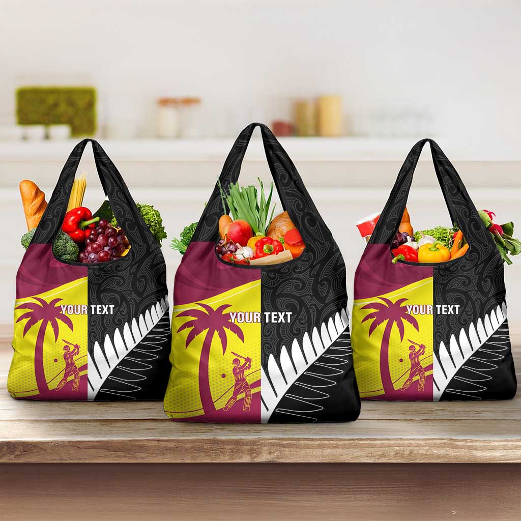 New Zealand and West Indies Cricket Custom Grocery Bag Black Cap Windies Together - Wonder Print Shop