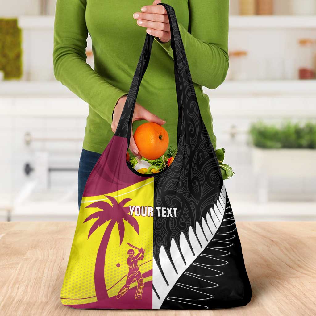 New Zealand and West Indies Cricket Custom Grocery Bag Black Cap Windies Together - Wonder Print Shop