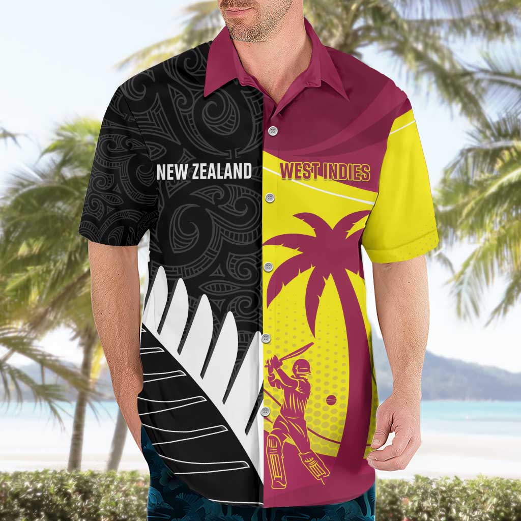 New Zealand and West Indies Cricket Custom Hawaiian Shirt Black Cap Windies Together - Wonder Print Shop