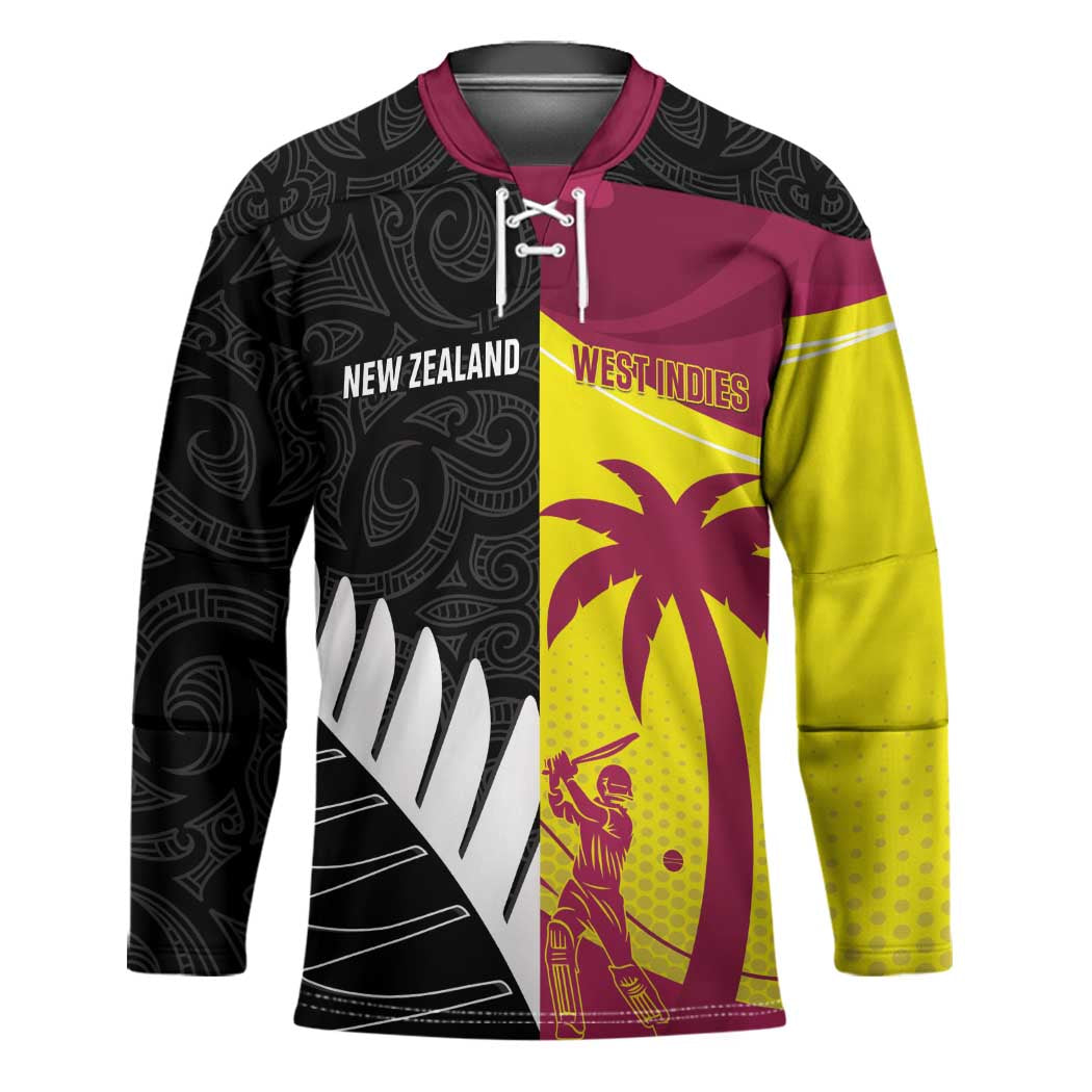 New Zealand and West Indies Cricket Custom Hockey Jersey Black Cap Windies Together - Wonder Print Shop