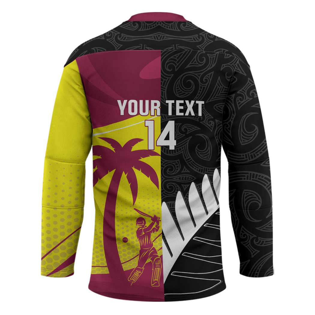 New Zealand and West Indies Cricket Custom Hockey Jersey Black Cap Windies Together - Wonder Print Shop