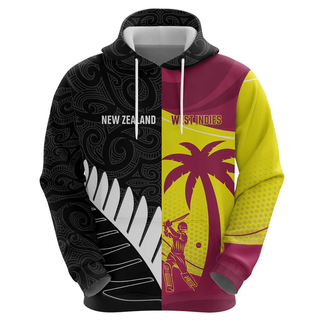 New Zealand and West Indies Cricket Custom Hoodie Black Cap Windies Together - Wonder Print Shop
