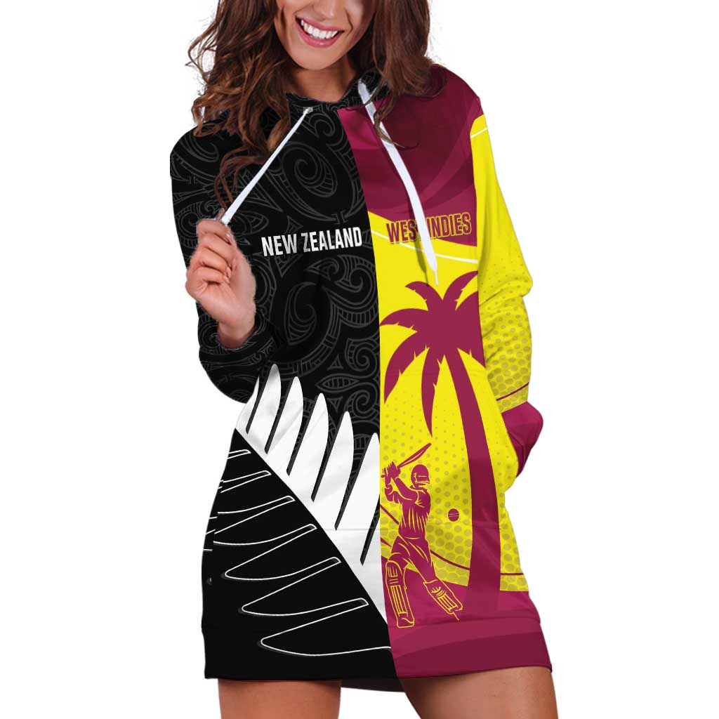 New Zealand and West Indies Cricket Custom Hoodie Dress Black Cap Windies Together - Wonder Print Shop