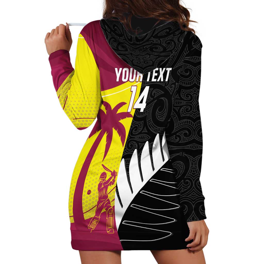 New Zealand and West Indies Cricket Custom Hoodie Dress Black Cap Windies Together - Wonder Print Shop