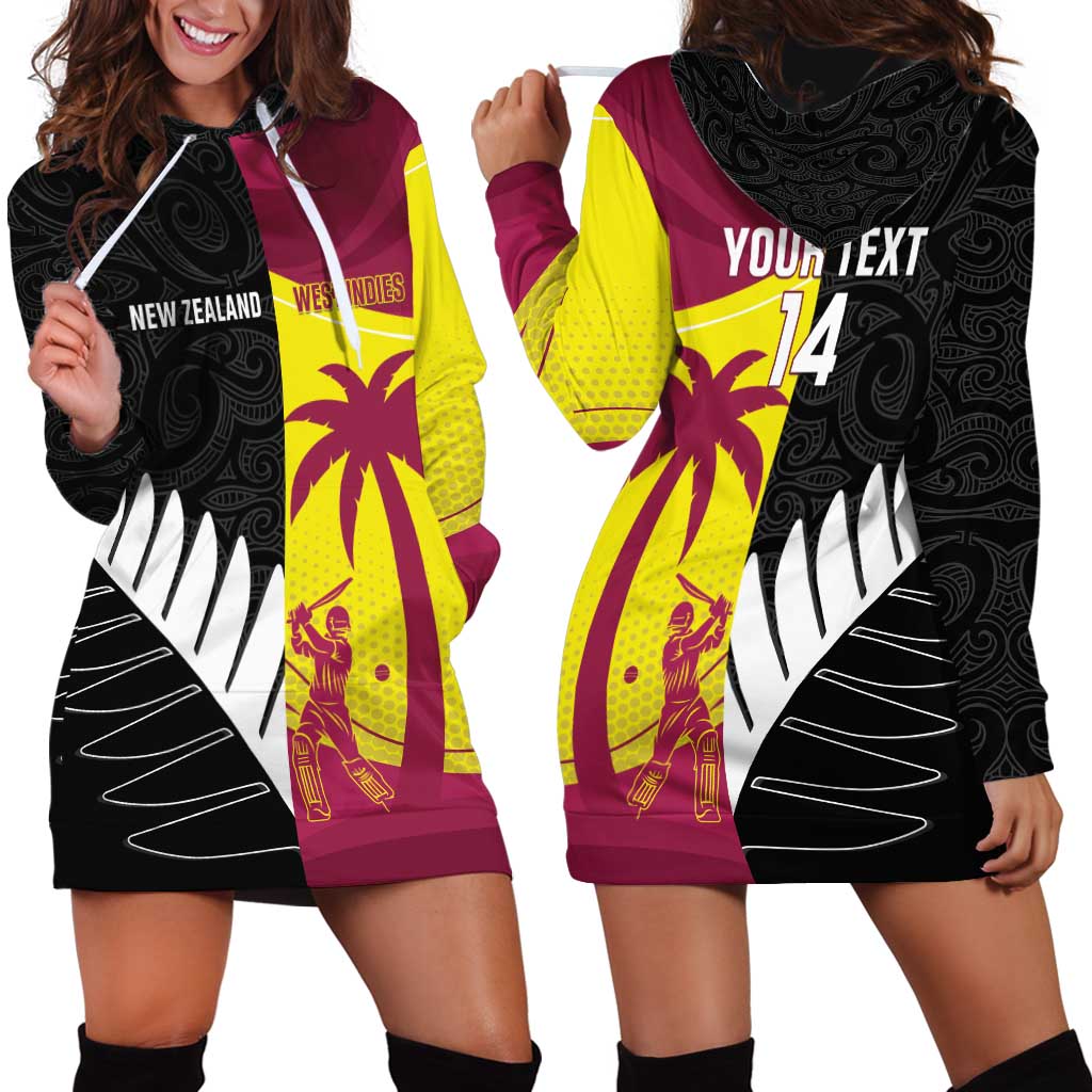 New Zealand and West Indies Cricket Custom Hoodie Dress Black Cap Windies Together - Wonder Print Shop
