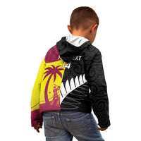 New Zealand and West Indies Cricket Custom Kid Hoodie Black Cap Windies Together - Wonder Print Shop