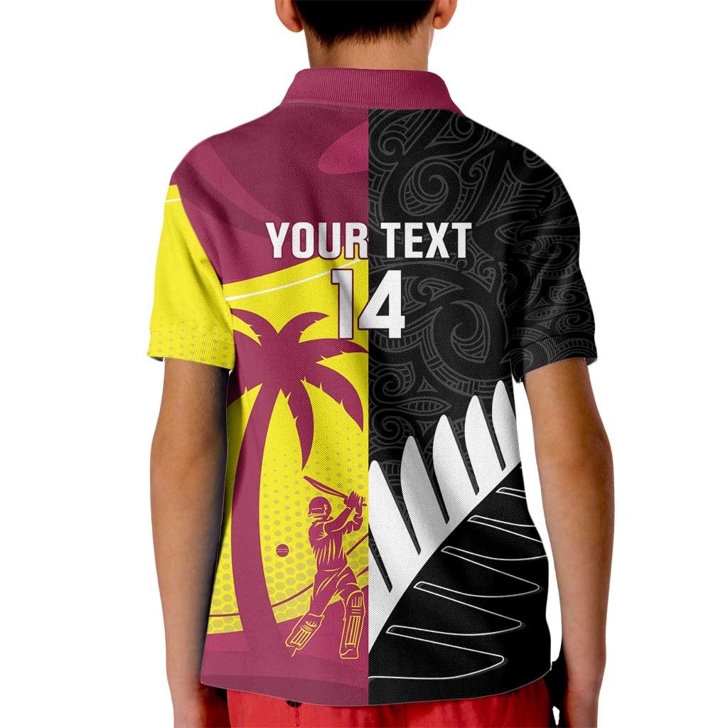 New Zealand and West Indies Cricket Custom Kid Polo Shirt Black Cap Windies Together - Wonder Print Shop