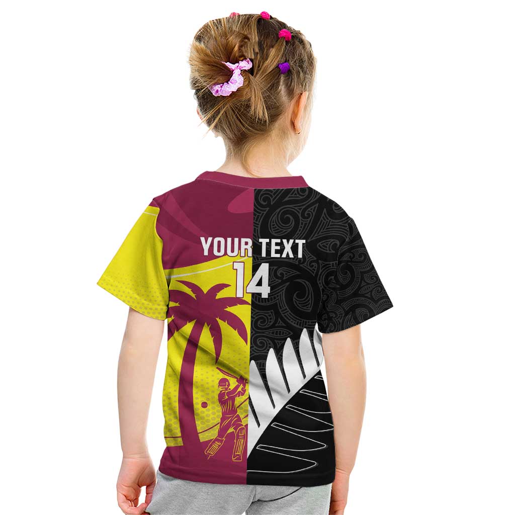 New Zealand and West Indies Cricket Custom Kid T Shirt Black Cap Windies Together - Wonder Print Shop