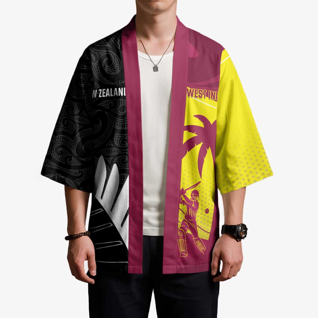 New Zealand and West Indies Cricket Custom Kimono Black Cap Windies Together - Wonder Print Shop